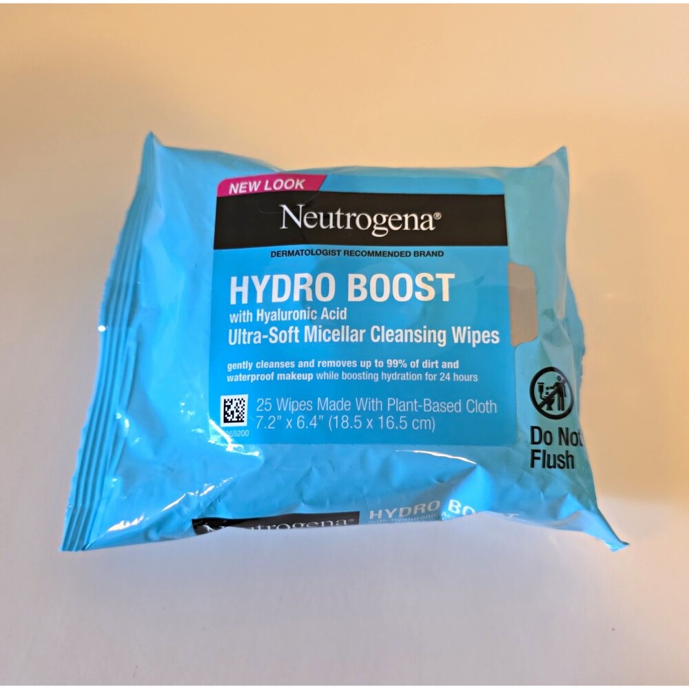 Neutrogena Hydro Boost Micellar Cleansing Wipes Hydrating HA Face/Eyes 25